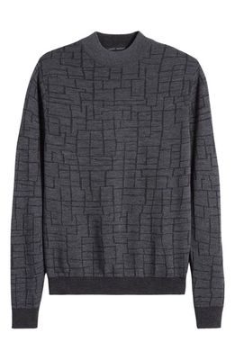 Robert Barakett Teak Hill Mock Neck Wool Sweater in Grey