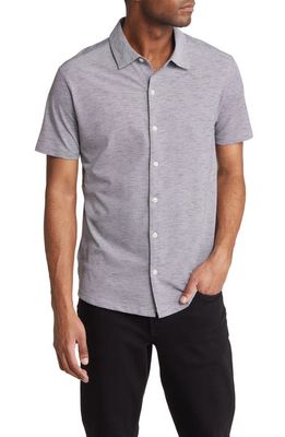 Robert Barakett Whitner Short Sleeve Button-Up Knit Shirt in Charcoal