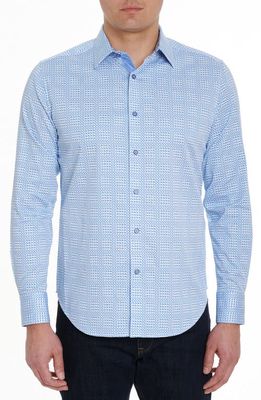 Robert Graham Aberration Woven Button-Up Shirt in Teal