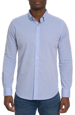 Robert Graham Andrews Stripe Cotton Seersucker Button-Up Shirt in Light Blue