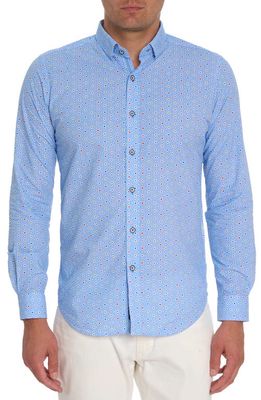 Robert Graham Astoria Foulard Print Cotton Button-Up Shirt in Light Blue Multi
