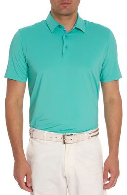 Robert Graham Axelsen Solid Short Sleeve Performance Golf Polo in Jade 