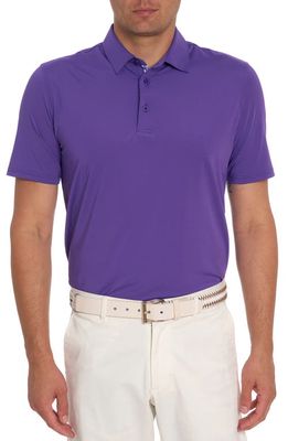 Robert Graham Axelsen Solid Short Sleeve Performance Golf Polo in Purple 