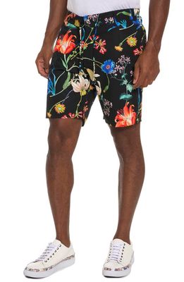Robert Graham Botanic Heaven Floral Beach-to-Bar Shorts in Black