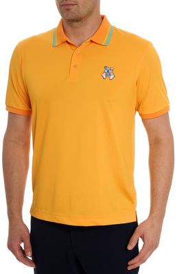 Robert Graham Bowtie Graham Embroidered Tipped Polo in Orange