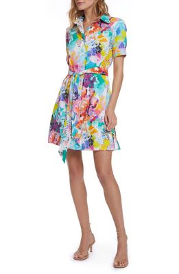 Robert Graham Caroline Abstract Floral Shirtdress in White Multi