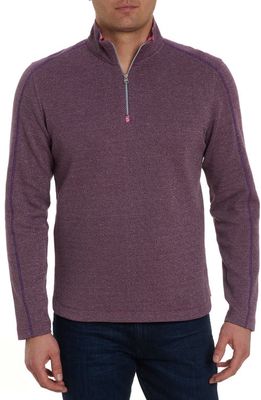 Robert Graham Delage Tweed Jacquard Quarter Zip Pullover in Berry