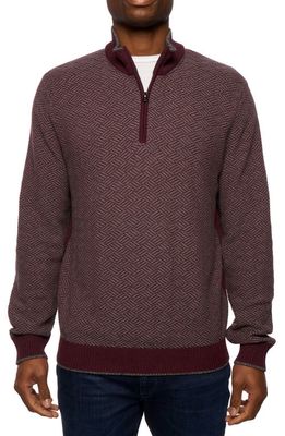 Robert Graham Draco Quarter Zip Sweater in Burgundy