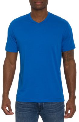 Robert Graham Eastwood V-Neck Cotton Blend T-Shirt in Cobalt