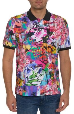 Robert Graham Electric Circus Print Cotton Polo in Black Multi