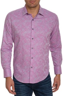 Robert Graham Electric Slide Stretch Cotton Button-Up Shirt in Purple