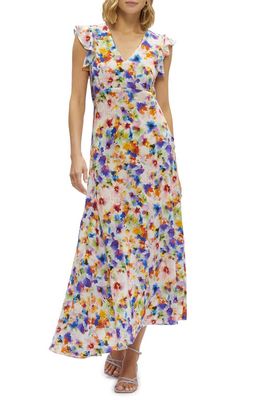 Robert Graham Leighton Floral Empire Waist Silk Blend Maxi Dress in Blue Multi