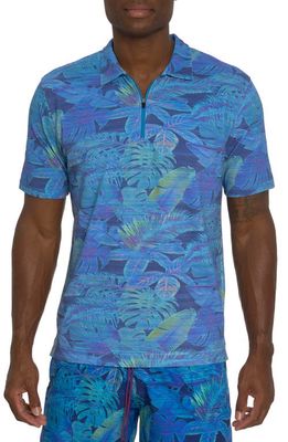 Robert Graham Paradise Garage Short Sleeve Stretch Cotton Polo in Teal