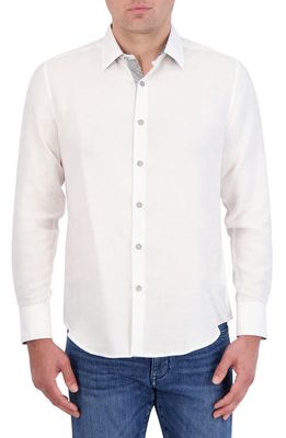 Robert Graham Poseidon Linen & Cotton Jacquard Button-Up Shirt in White