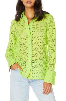 Robert Graham Priscilla Eyelet Cotton Button-Up Shirt in Green