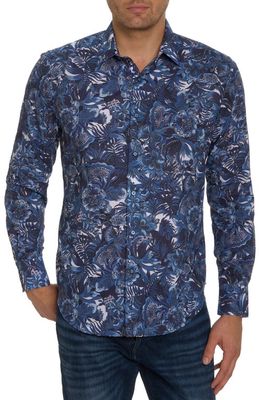 Robert Graham Rambling Floral Button-Up Shirt in Navy