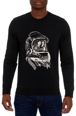 Robert Graham Scubba Skull Cotton & Linen Graphic Sweater in Black