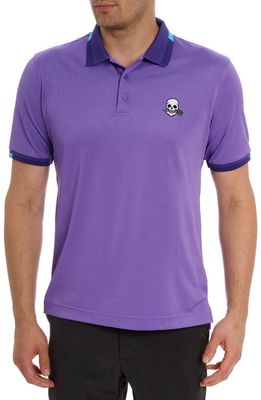 Robert Graham Skull Rose Embroidered Cotton Polo in Purple