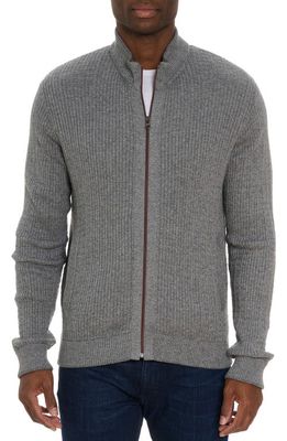 Robert Graham Taranto Rib Zip Cardigan in Light Grey