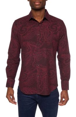 Robert Graham Tarvos Corduroy Button-Up Shirt in Burgundy