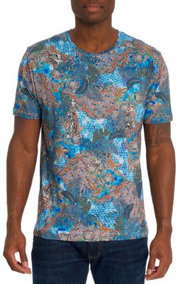 Robert Graham Tropical Camo Cotton T-Shirt in Blue Multi