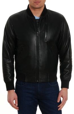 Robert Graham Voyager Leather Bomber Jacket in Black