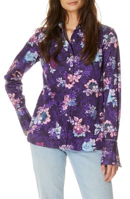 Robert Graham Women's Priscilla Floral Stretch Cotton Shirt in Dark Purple