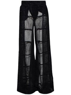 Roberta Einer crochet-knit wide-leg trousers - Black