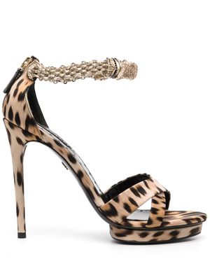 Roberto Cavalli 125mm leopard-print sandals - Neutrals