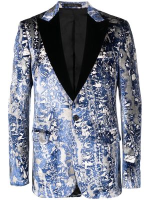Roberto Cavalli abstract pattern jacquard single-breasted blazer - Blue