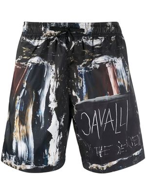 Roberto Cavalli abstractr print swim shorts - Black