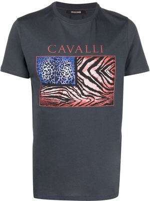 Roberto Cavalli animal flag-print T-shirt - Neutrals