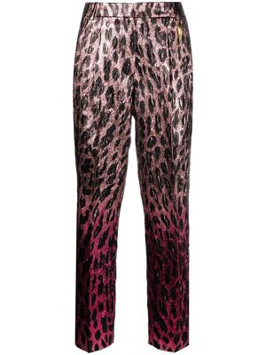Roberto Cavalli animal-print lamé cropped trousers - Pink