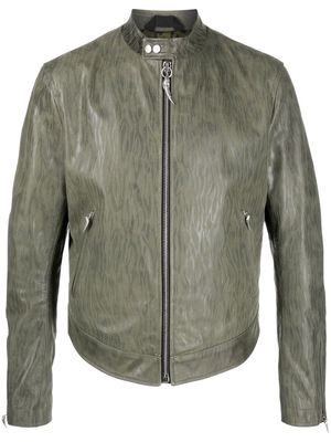 Roberto Cavalli animal-print leather jacket - Green