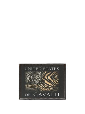 Roberto Cavalli animal-print logo cardholder - Black