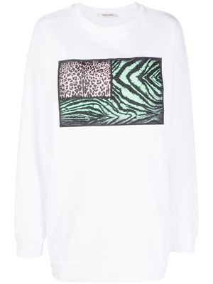 Roberto Cavalli animal-print patch-detail sweatshirt - White