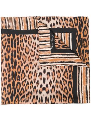 Roberto Cavalli animal-print silk scarf - Brown