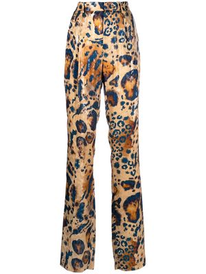 Roberto Cavalli animal-print straight-leg trousers - Brown