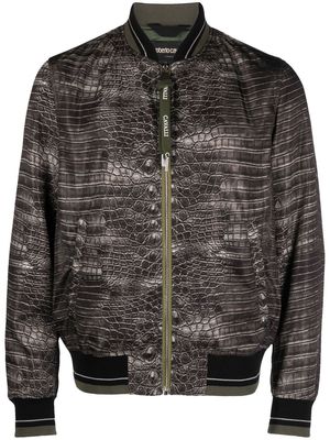 Roberto Cavalli animal-print stripe zipped jacket - Brown
