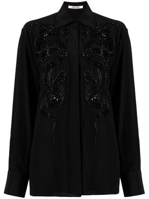 Roberto Cavalli bead-embellished appliqué viscose shirt - Black