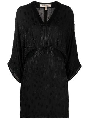 Roberto Cavalli bead-embellished short silk dress - Black