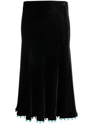 Roberto Cavalli beaded-trim high-waisted skirt - Black