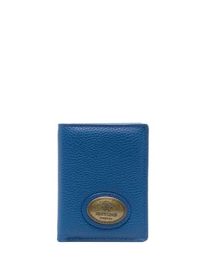 Roberto Cavalli bi-fold grained-texture cardholder - Blue