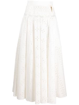 Roberto Cavalli broderie anglaise A-line skirt - White