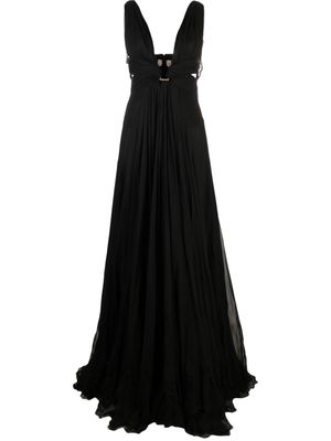 Roberto Cavalli brooch-detail draped dress - Black