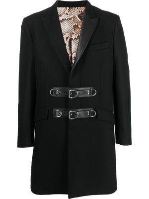 Roberto Cavalli buckle-detail wool coat - Black