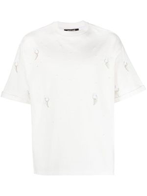 Roberto Cavalli charm-detailed distressed-effect T-shirt - White