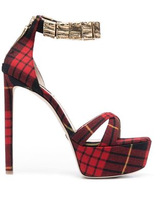 Roberto Cavalli check-pattern 170mm sandals - Red