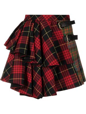 Roberto Cavalli check-pattern pleated mini skirt - Red