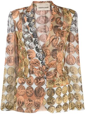Roberto Cavalli coin print blazer - Neutrals